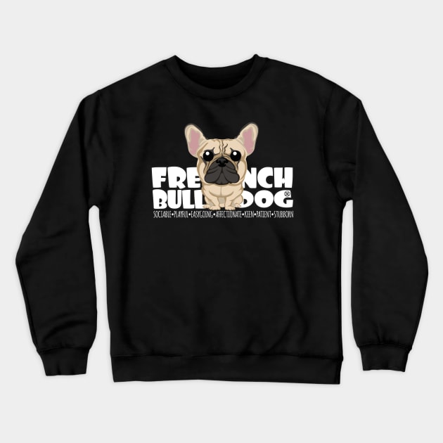 French Bulldog (Fawn)- DGBigHead Crewneck Sweatshirt by DoggyGraphics